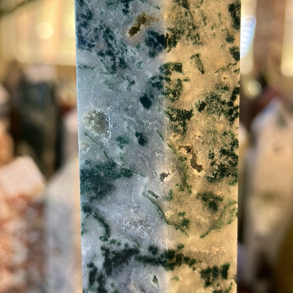 Moss Agate Crystal Tower With Druzy! - Picture 10 of 13